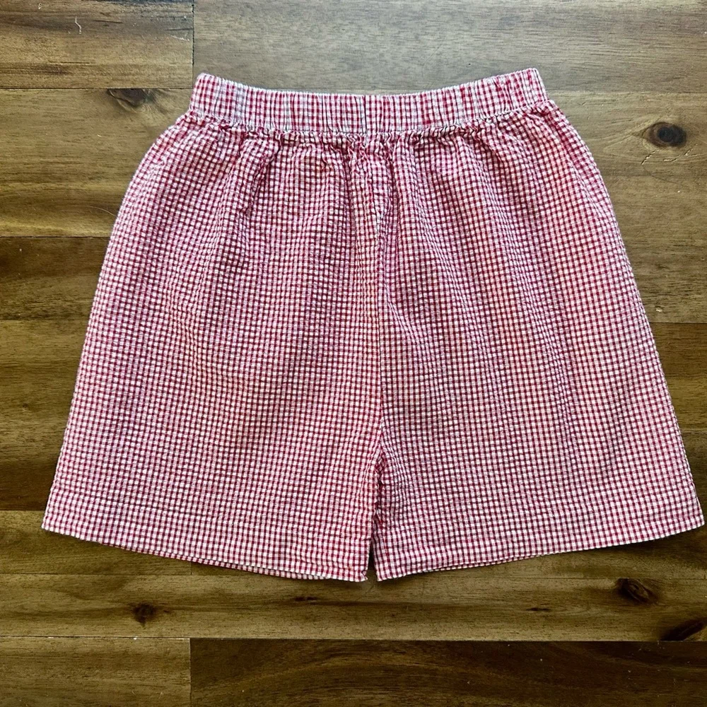 Little English Basic Red Gingham Seersucker Cotton Shorts 6
